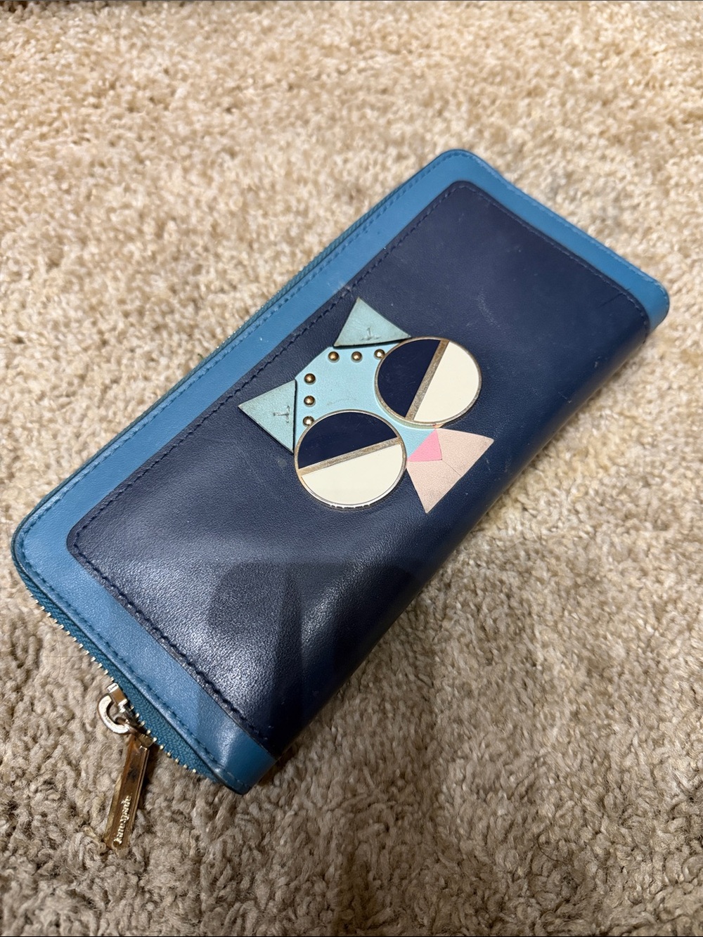 Blue Cat-Applique Zip Wallet - Women Bags